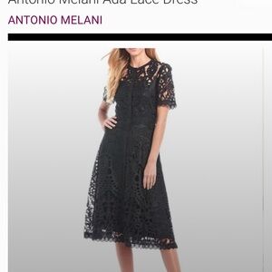 ANTONIO MELANI Elegant Black Lace Midi Dress